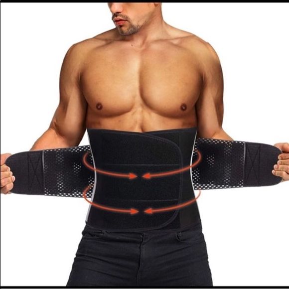 ⚡️Men’s Tummy Control Waist Trimmer 6ack Ab Belt Sauna Waist Trainer - Picture 1 of 3